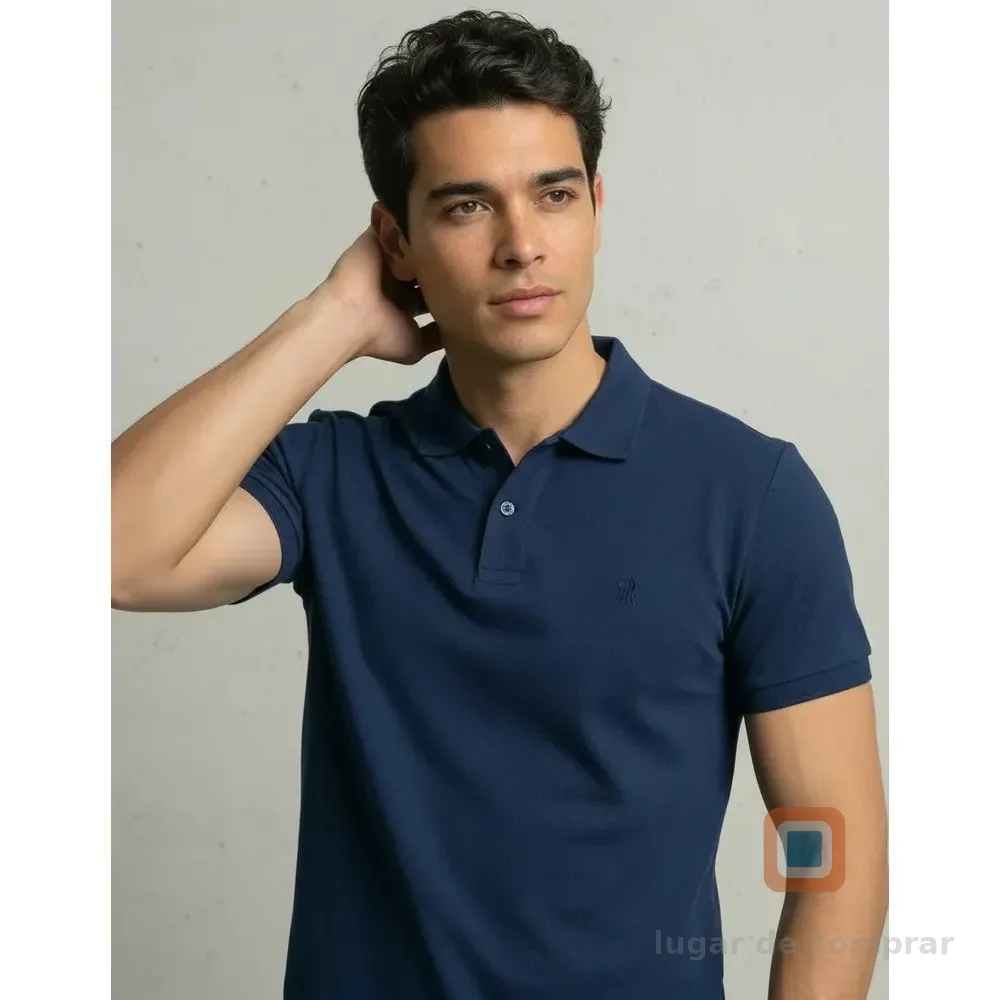 Camisa Polo Masculina Polo Wear Piquet Azul Liso P
